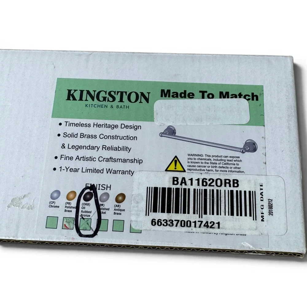 Kingston Brass BA1162ORB Made To Match Towel Bar Oil Rubbed Bronze Solid Brass